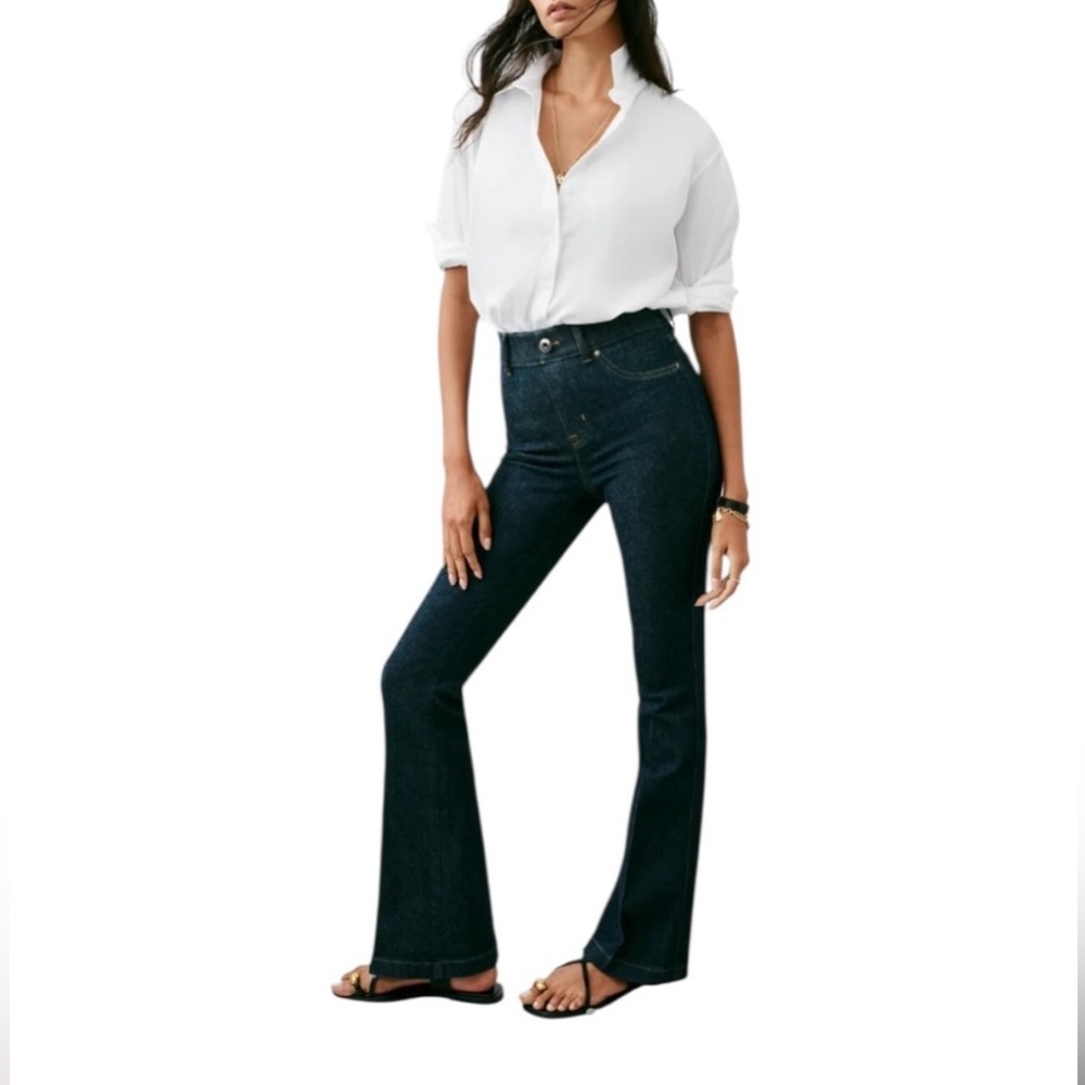 SPANX Dark denim flare raw Indigo Jeans